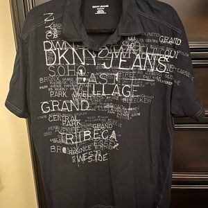 DKNY Black Text Print Men's Shirt
